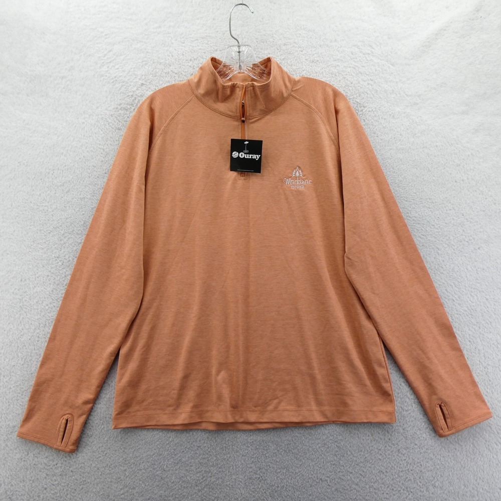 Ouray Pullover Shirt Womens‎ Medium Mackinac Island Orange Quarter Zip Thumbhole